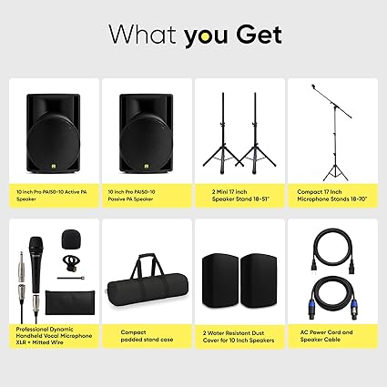 BOWENS 10 Inch PA System with Microphone – Portable DJ Speakers with Bluetooth, USB/SD, LCD Display & Remote Control – Pro 10" PA Speaker System, 150W RMS Big Speaker for Parties & Events - Image 2