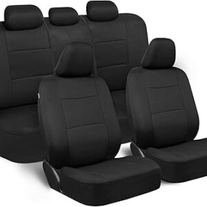 BDK PolyPro Car Seats Full Set in Solid Black, Front and Rear Split Bench Seat for Cars, Easy to Install in Car and Accessories for Auto Trucks Van SUV - Solid Black